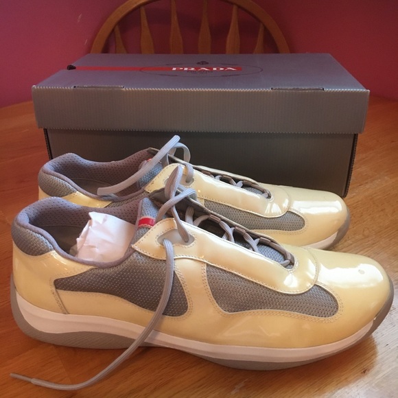 Prada patent leather, cream colored low-tops. Size 13 US. Authentic. Worn twice. - Picture 1 of 3